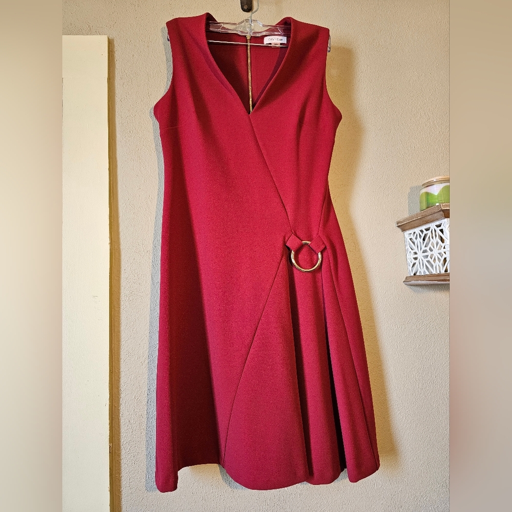 Calvin Klein Elegant Red Sleeveless Dress Size 6